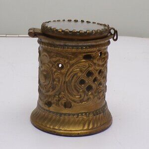Vintage Anna Griffin Brass Stamp Roll Dispenser Two’s Company Glass Lid 2” High